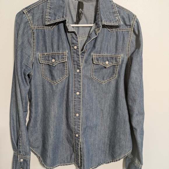 Denim Snap up Shirt - Picture 7 of 12